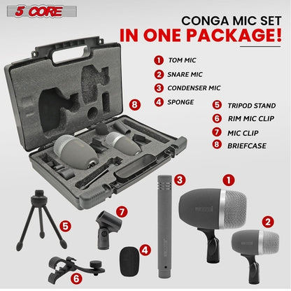 5Core Conga Mic Snare Tom Microphone Drum Kit Condenser XLR Instrument