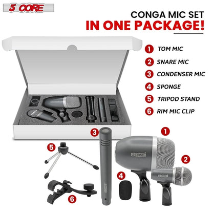 5Core Conga Mic Snare Tom Microphone Drum Kit Condenser XLR Instrument