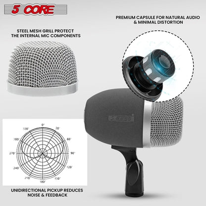 5Core Conga Mic Snare Tom Microphone Drum Kit Condenser XLR Instrument