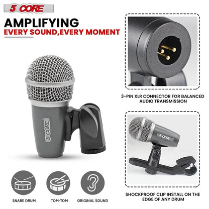5Core Conga Mic Snare Tom Microphone Drum Kit Condenser XLR Instrument