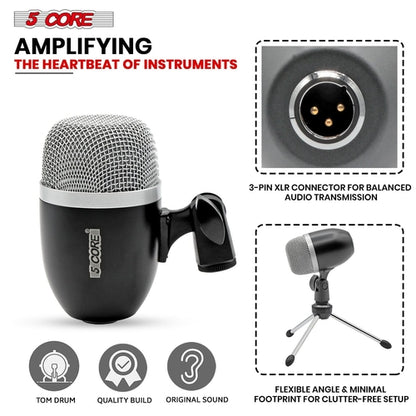 5Core Conga Mic Snare Tom Microphone Drum Kit Condenser XLR Instrument