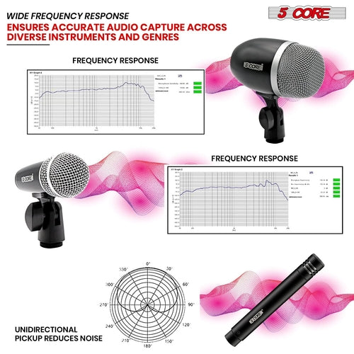 5Core Conga Mic Snare Tom Microphone Drum Kit Condenser XLR Instrument